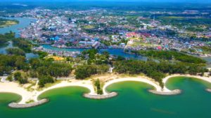 4k Aerial view of a beautiful beach in Narathiwat province, Thailand